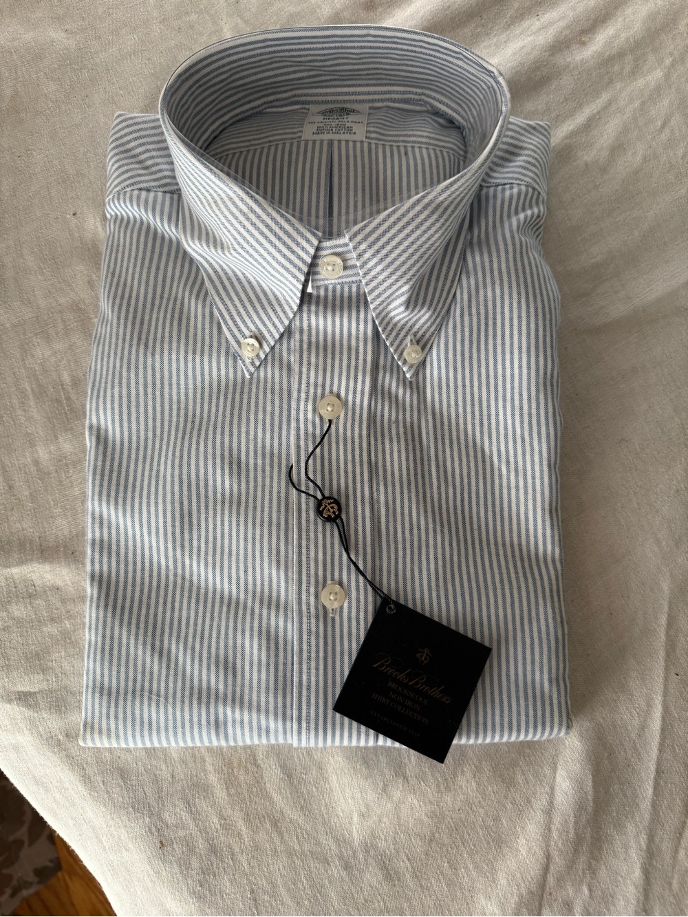 Brooks Brothers Light Blue and White Striped Button-Down Shirt